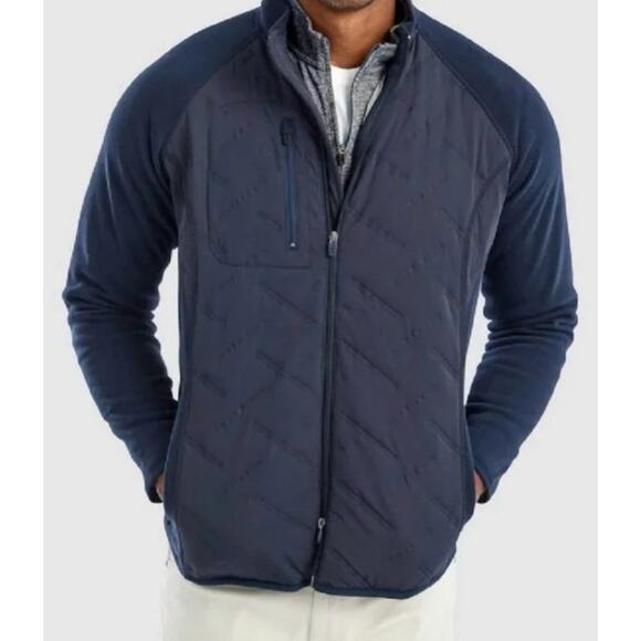 Johnnie O Mario Mix Media Water Repellent Zip-Up Jacket Twilight - Picture 1 of 16